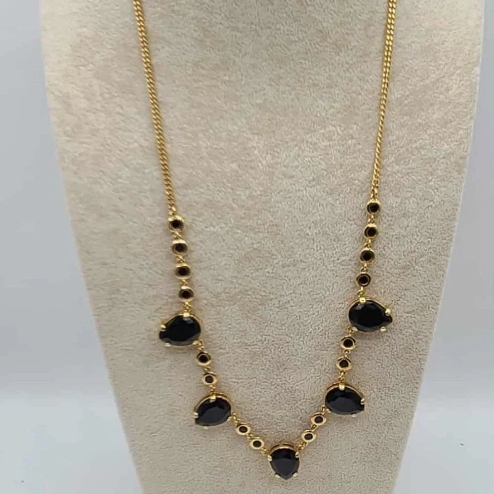 J Crew Faux Onyx Pear Shape Statement Necklace NWOT